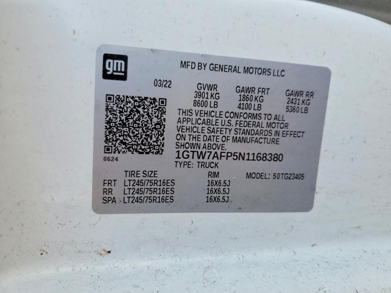 Продажа на аукционе авто 2022 Gmc Savana, vin: 1GTW7AFP5N1168380, номер лота: 47293516