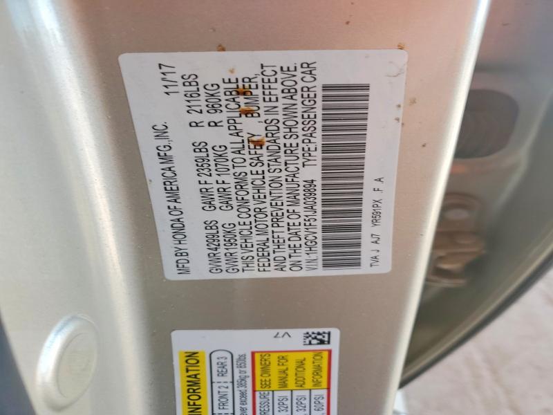 Продаж на аукціоні авто 2018 Honda Accord, vin: 1HGCV1F51JA039894, номер лоту: 73244035