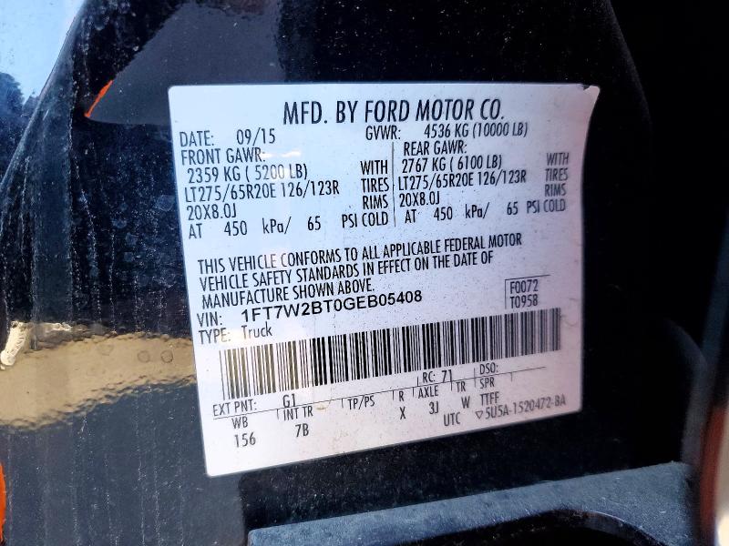 73384445 :رقم المزاد ، 1FT7W2BT0GEB05408 vin ، 2016 Ford F250 مزاد بيع