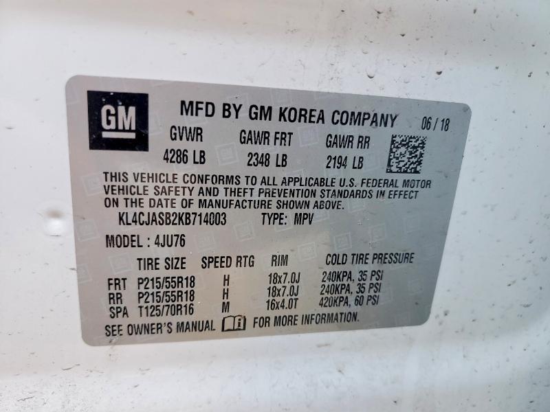 Продаж на аукціоні авто 2019 Buick Encore, vin: KL4CJASB2KB714003, номер лоту: 97793395