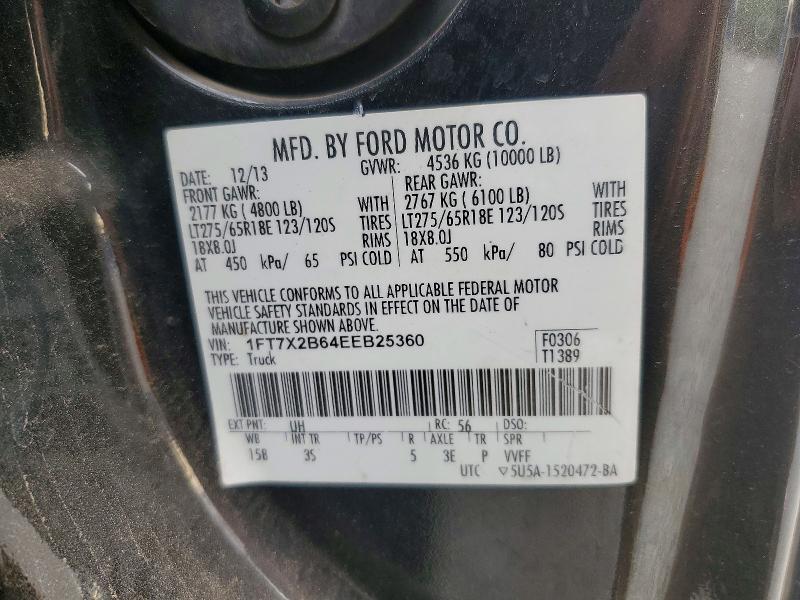 2014 Ford F250 მანქანა იყიდება აუქციონზე, vin: 1FT7X2B64EEB25360, აუქციონის ნომერი: 97337025