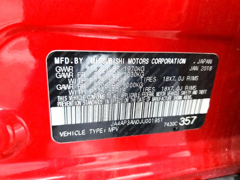 Продаж на аукціоні авто 2018 Mitsubishi Outlander Sport, vin: JA4AP3AW0JU001951, номер лоту: 98395125