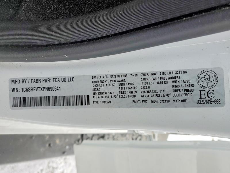 Продажа на аукционе авто 2023 Ram 1500, vin: 1C6SRFVTXPN690641, номер лота: 73065275