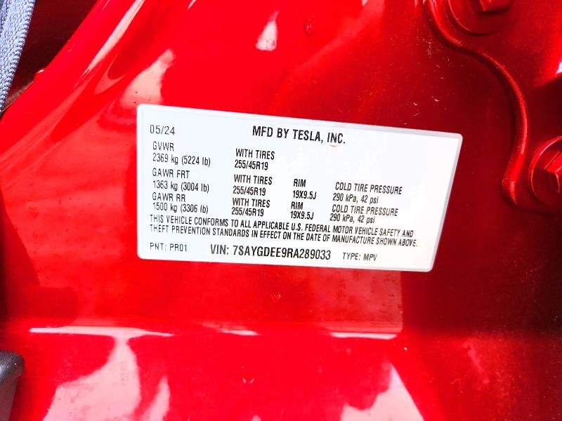 2024 Tesla Model Y მანქანა იყიდება აუქციონზე, vin: 7SAYGDEE9RA289033, აუქციონის ნომერი: 72416415