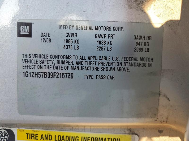 98292285 :رقم المزاد ، 1G1ZH57B09F215739 vin ، 2009 Chevrolet Malibu مزاد بيع