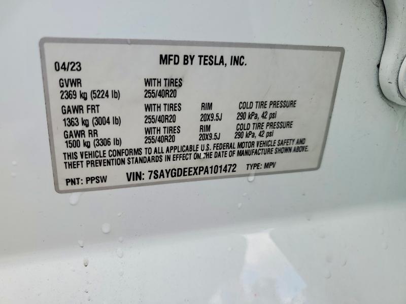 Продажа на аукционе авто 2023 Tesla Model Y, vin: 7SAYGDEEXPA101472, номер лота: 99738155