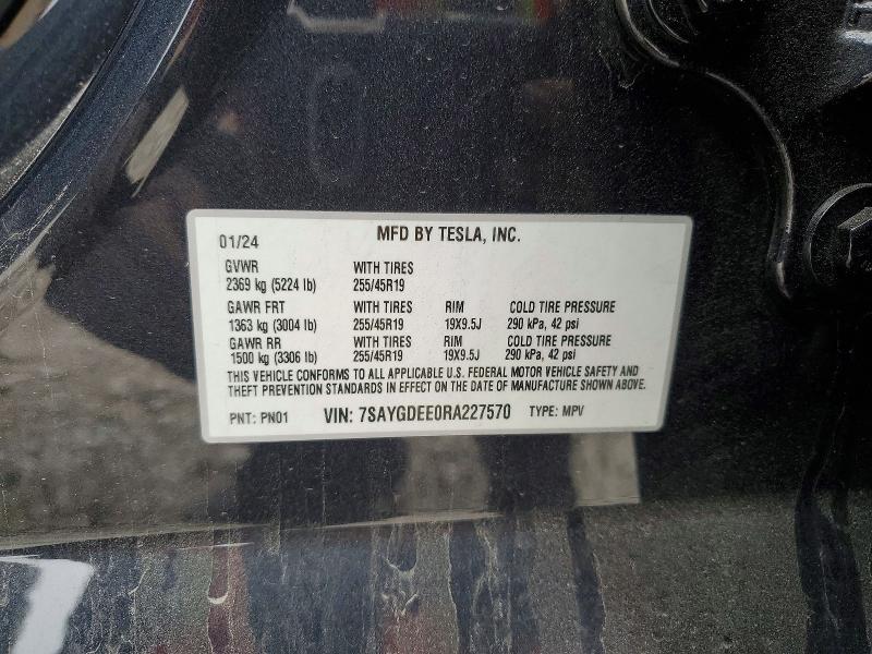 Продажа на аукционе авто 2024 Tesla Model Y, vin: 7SAYGDEE0RA227570, номер лота: 72997715