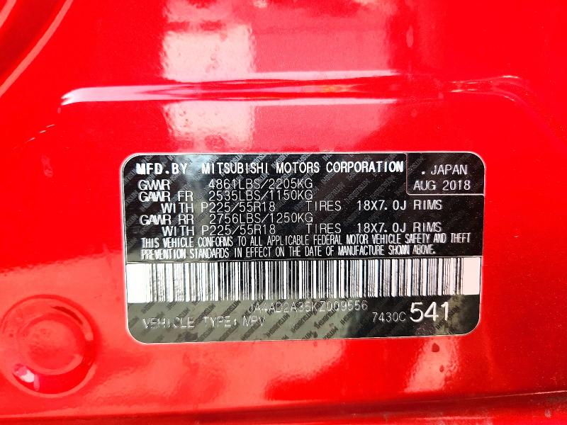 73443325 :رقم المزاد ، JA4AD2A35KZ009556 vin ، 2019 Mitsubishi Outlander مزاد بيع