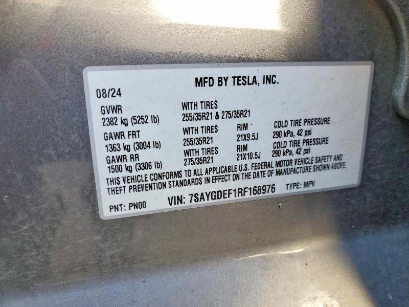 72241365 :رقم المزاد ، 7SAYGDEF1RF168976 vin ، 2024 Tesla Model Y مزاد بيع