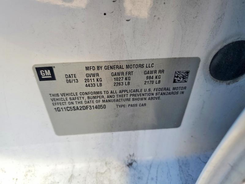 2013 Chevrolet Malibu მანქანა იყიდება აუქციონზე, vin: 1G11C5SA2DF314050, აუქციონის ნომერი: 72220965