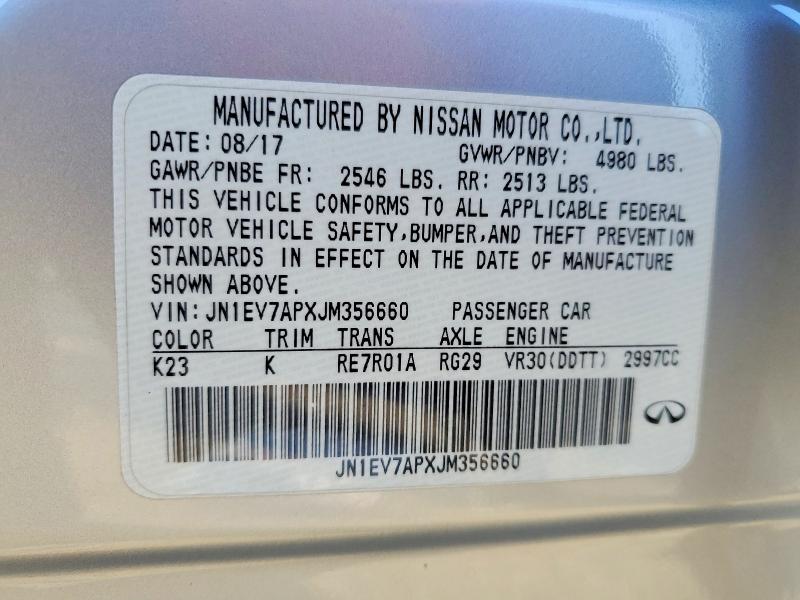 Продажа на аукционе авто 2018 Infiniti Q50, vin: JN1EV7APXJM356660, номер лота: 98723865