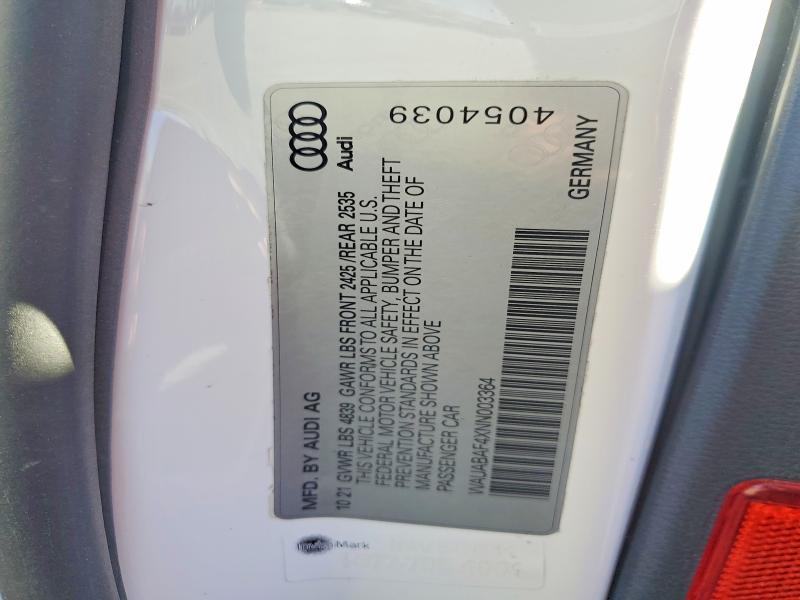 Продажа на аукционе авто 2022 Audi A4, vin: WAUABAF4XNN003364, номер лота: 99728575