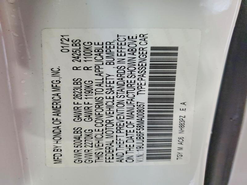 Aukcja sprzedaży 2021 Acura Tlx, vin: 19UUB6F58MA008057, numer aukcji: 99203105