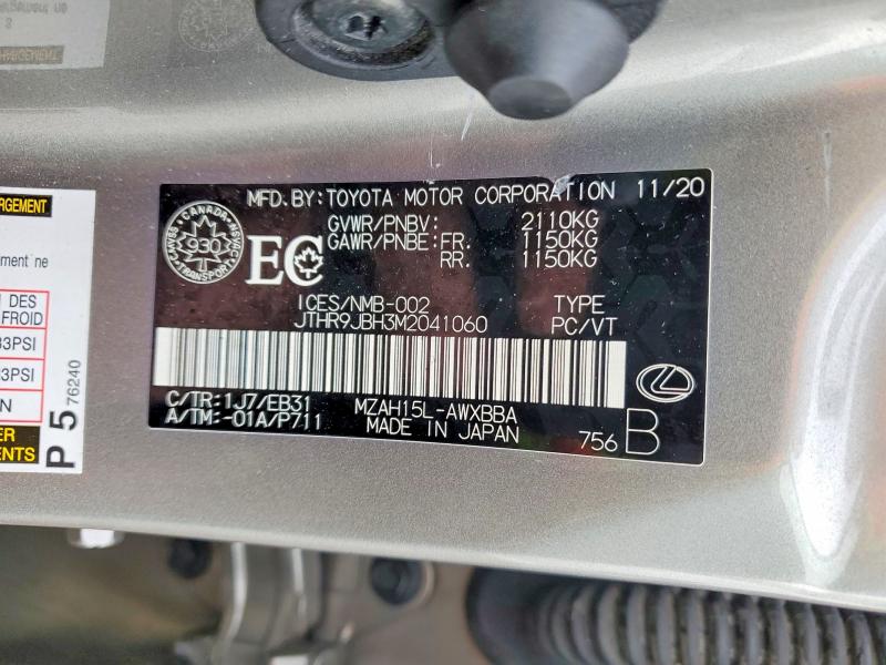 Aukcja sprzedaży 2021 Lexus Ux, vin: JTHR9JBH3M2041060, numer aukcji: 72390525