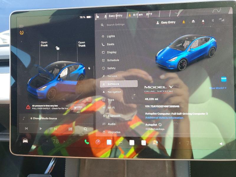 75466245 :رقم المزاد ، 7SAYGDEF4NF399946 vin ، 2022 Tesla Model Y مزاد بيع