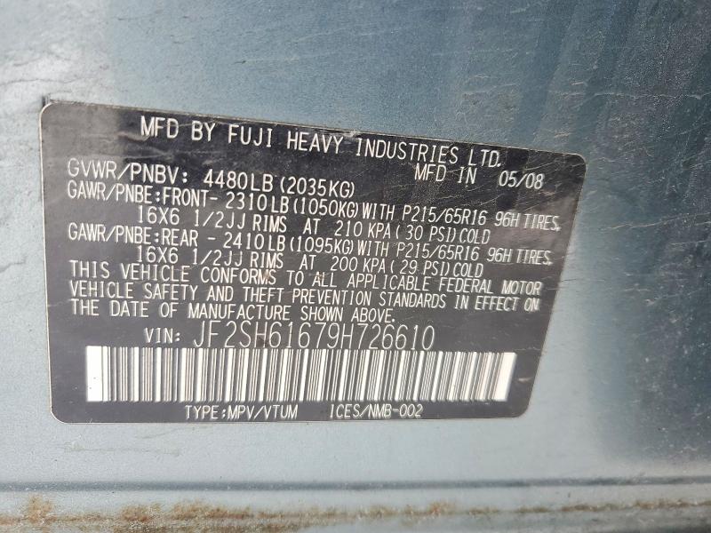 Продаж на аукціоні авто 2009 Subaru Forester, vin: JF2SH61679H726610, номер лоту: 75004265