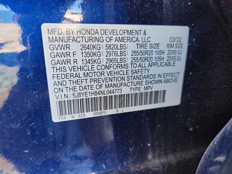 Продажа на аукционе авто 2022 Acura Mdx, vin: 5J8YE1H84NL044773, номер лота: 73820745