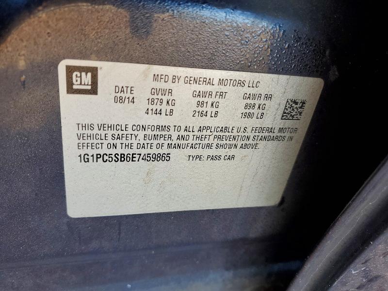 98654135 :رقم المزاد ، 1G1PC5SB6E7459865 vin ، 2014 Chevrolet Cruze مزاد بيع