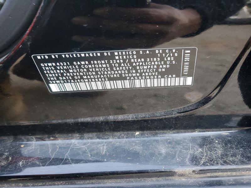 Aukcja sprzedaży 2016 Volkswagen Jetta Spor, vin: 3VWD17AJ4GM288852, numer aukcji: 72812995