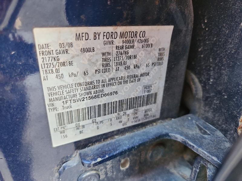 99244685 :رقم المزاد ، 1FTSW21568ED66976 vin ، 2008 Ford F250 Super مزاد بيع