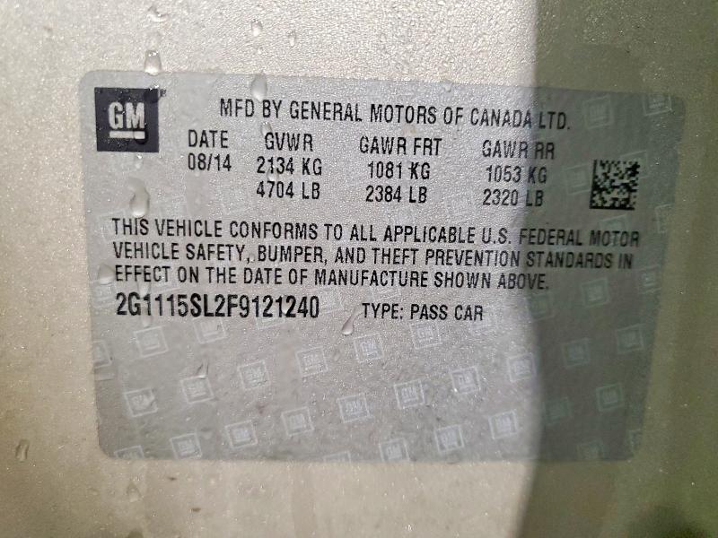 2015 Chevrolet Impala Lt მანქანა იყიდება აუქციონზე, vin: 2G1115SL2F9121240, აუქციონის ნომერი: 92460385