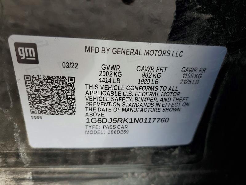 Продаж на аукціоні авто 2022 Cadillac Ct4, vin: 1G6DJ5RK1N0117760, номер лоту: 99498635