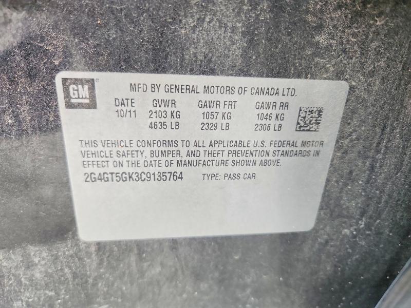 99164665 :رقم المزاد ، 2G4GT5GK3C9135764 vin ، 2012 Buick Regal مزاد بيع