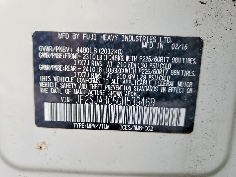 Продажа на аукционе авто 2016 Subaru Forester, vin: JF2SJABC5GH539469, номер лота: 99321355