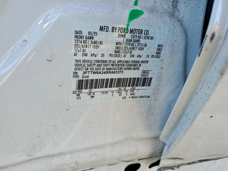 2025 Ford Maverick მანქანა იყიდება აუქციონზე, vin: 3FTTW8A34SRA83373, აუქციონის ნომერი: 99571775