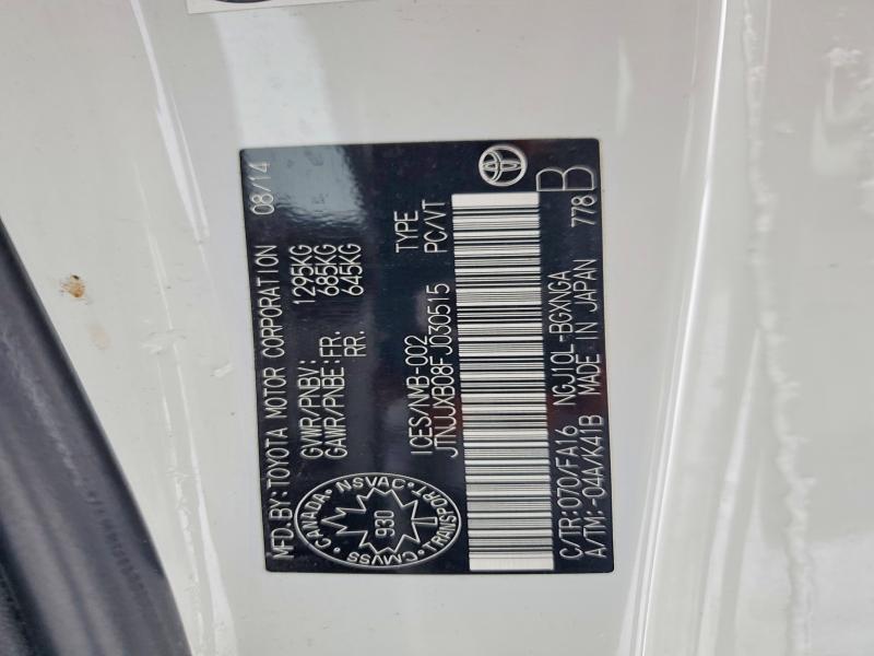 72419455 :رقم المزاد ، JTNJJXB08FJ030515 vin ، 2015 Toyota Scion Iq مزاد بيع