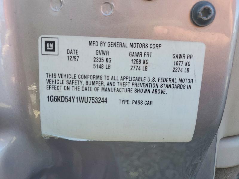 Продажа на аукционе авто 1998 Cadillac Deville, vin: 1G6KD54Y1WU753244, номер лота: 74927845