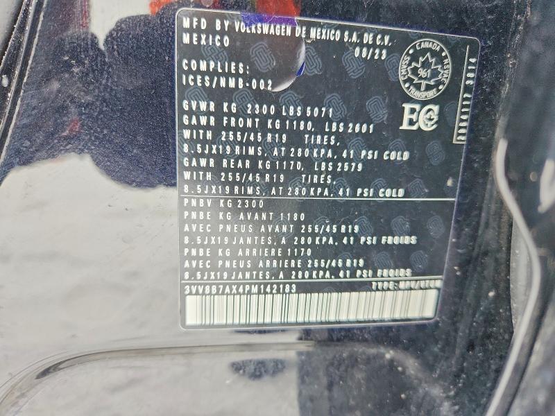 72262165 :رقم المزاد ، 3VV8B7AX4PM142183 vin ، 2023 Volkswagen Tiguan مزاد بيع