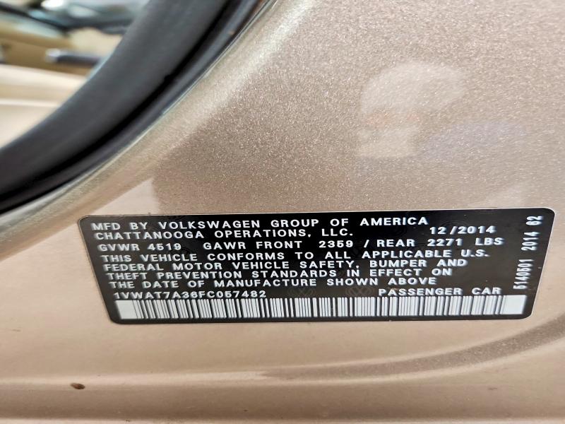 Продаж на аукціоні авто 2015 Volkswagen Passat, vin: 1VWAT7A36FC057482, номер лоту: 99552655
