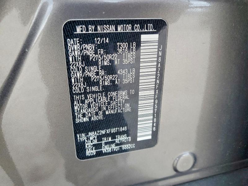 Продажа на аукционе авто 2015 Infiniti Qx80, vin: JN8AZ2NFXF9571846, номер лота: 99589815