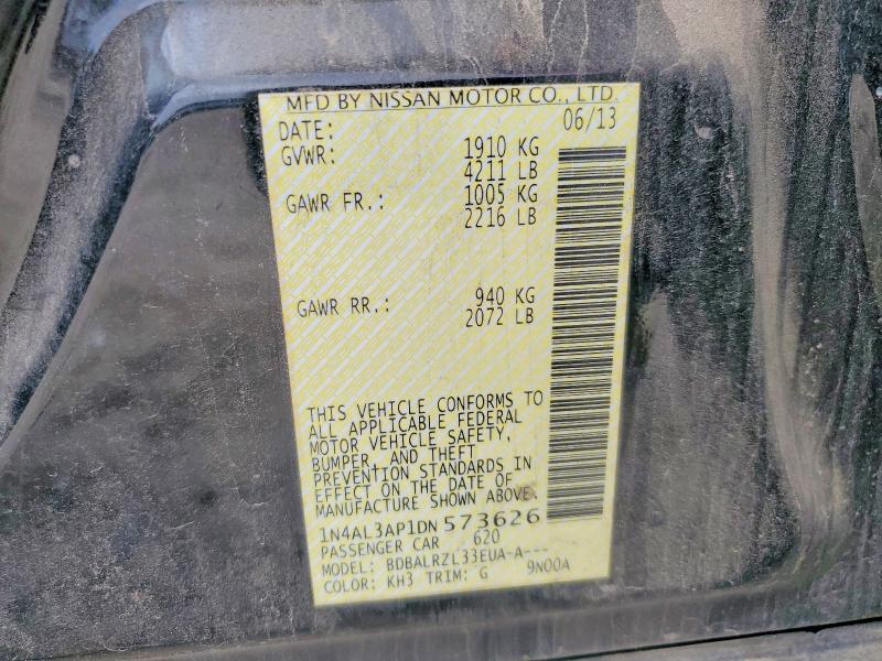 2013 Nissan Altima მანქანა იყიდება აუქციონზე, vin: 1N4AL3AP1DN573626, აუქციონის ნომერი: 99200085
