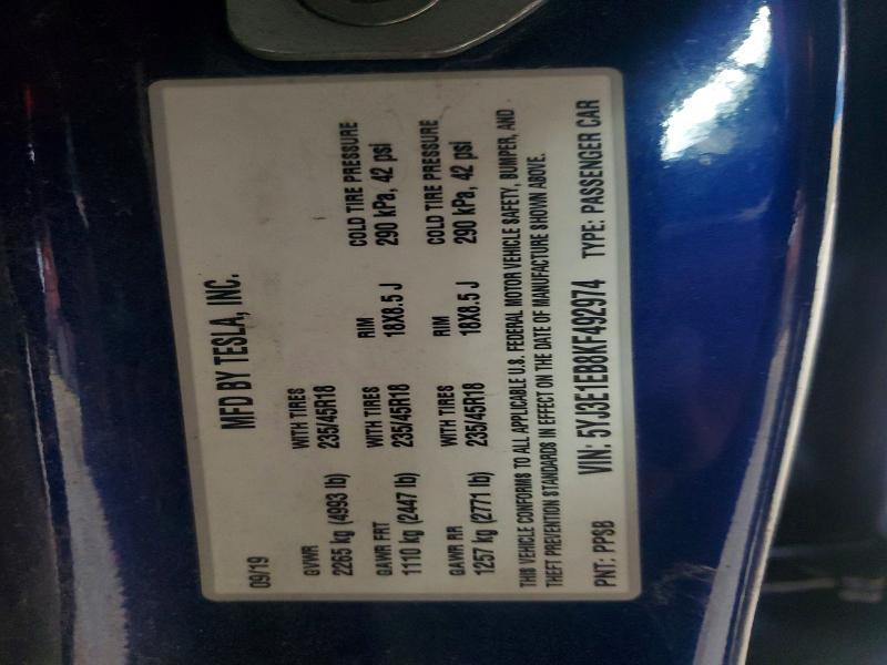 Продажа на аукционе авто 2019 Tesla Model 3, vin: 5YJ3E1EB8KF492974, номер лота: 96690975