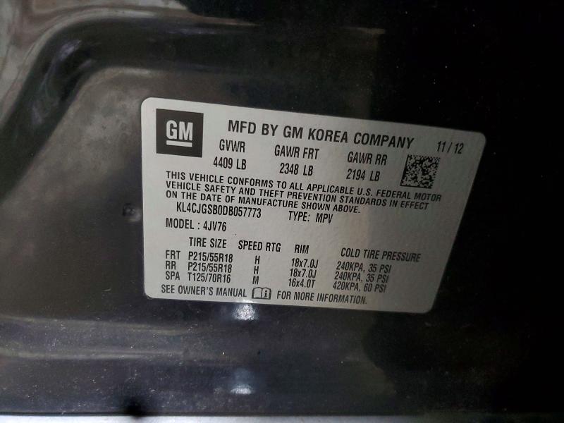 2013 Buick Encore მანქანა იყიდება აუქციონზე, vin: KL4CJGSB0DB057773, აუქციონის ნომერი: 98485395