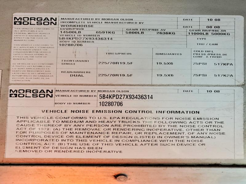 2009 Workhorse Commercial Chassis მანქანა იყიდება აუქციონზე, vin: 5B4KPD27X93436314, აუქციონის ნომერი: 73543875