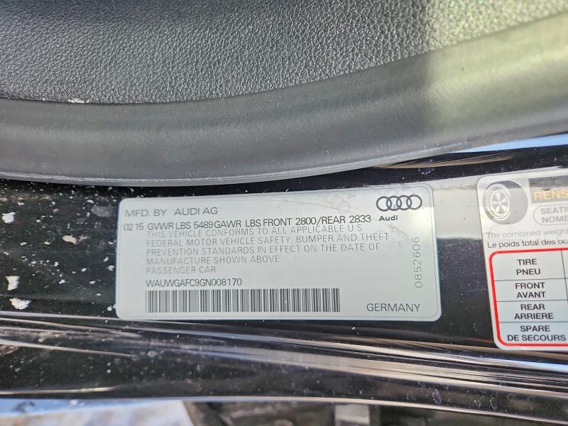 74565945 :رقم المزاد ، WAUWGAFC9GN008170 vin ، 2016 Audi A7 مزاد بيع