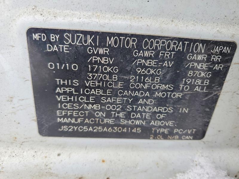 2010 Suzuki Sx4 მანქანა იყიდება აუქციონზე, vin: JS2YC5A25A6304145, აუქციონის ნომერი: 99998375