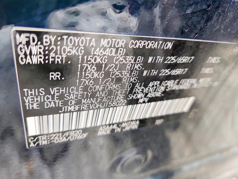 72227845 :رقم المزاد ، JTMBFREV0HJ158022 vin ، 2017 Toyota Rav4 مزاد بيع