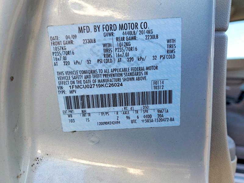 72484445 :رقم المزاد ، 1FMCU02719KC26024 vin ، 2009 Ford Escape مزاد بيع