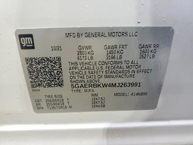 2021 Buick Enclave Es მანქანა იყიდება აუქციონზე, vin: 5GAERBKW4MJ263991, აუქციონის ნომერი: 74037185