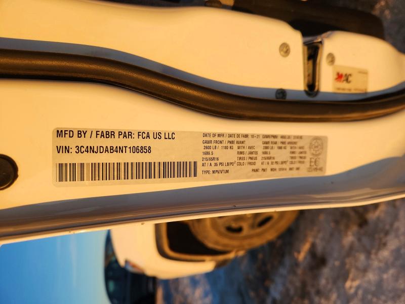 97677505 :رقم المزاد ، 3C4NJDAB4NT106858 vin ، 2022 Jeep Compass مزاد بيع
