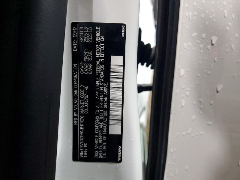 72850455 :رقم المزاد ، LYV402TM0JB171878 vin ، 2018 Volvo S60 مزاد بيع