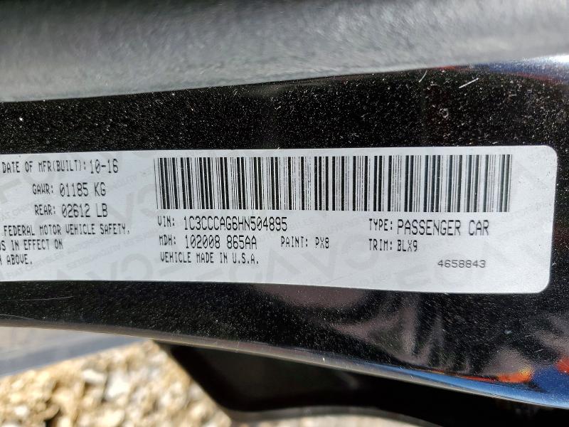 2017 Chrysler 200 მანქანა იყიდება აუქციონზე, vin: 1C3CCCAG6HN504895, აუქციონის ნომერი: 72847565