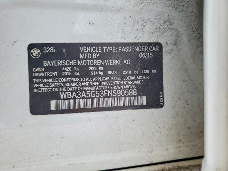 72273865 :رقم المزاد ، WBA3A5G53FNS90588 vin ، 2015 Bmw 328 مزاد بيع