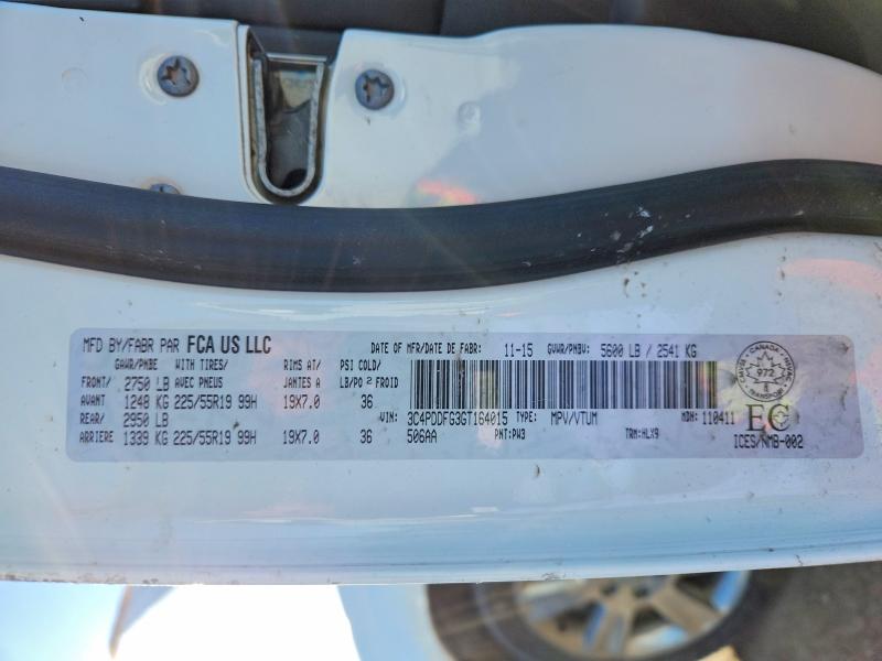 2016 Dodge Journey მანქანა იყიდება აუქციონზე, vin: 3C4PDDFG3GT164015, აუქციონის ნომერი: 73454015