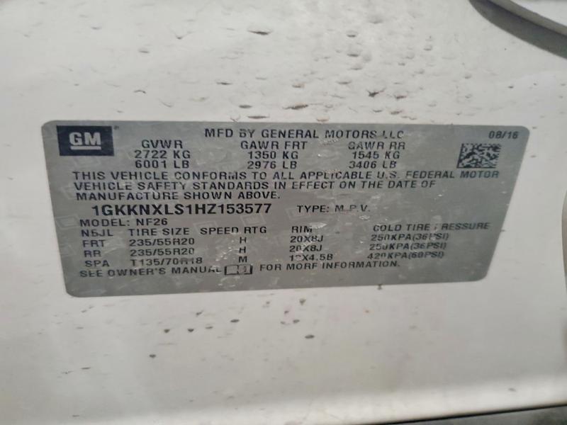 Продажа на аукционе авто 2017 Gmc Acadia, vin: 1GKKNXLS1HZ153577, номер лота: 73894755
