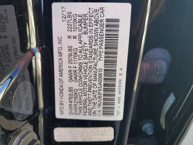 2018 Acura Tlx მანქანა იყიდება აუქციონზე, vin: 19UUB3F63JA006610, აუქციონის ნომერი: 98936785